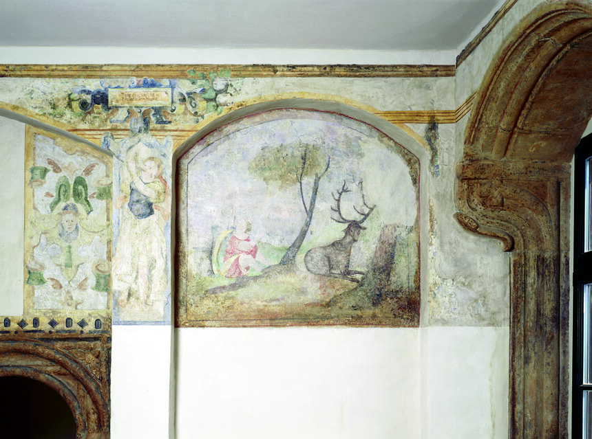 Freiberg, Musenraum mit Wandmalereien in einem Patrizierhaus am Obermarkt, um 1530