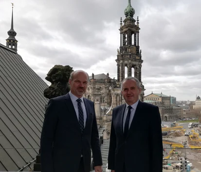 Staatsminister Thomas Schmidt und Landeskonservator Alf Furkert im LfD 