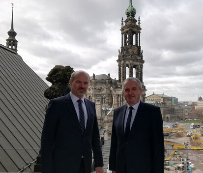 Staatsminister Thomas Schmidt und Landeskonservator Alf Furkert im LfD 