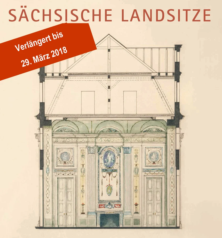 Arno Kiesling, Altes Schloss Neschwitz, Schnitt durch den Festsaal mit Innenraumgestaltung, Bauaufnahme, 1951 (Ausschnitt)
