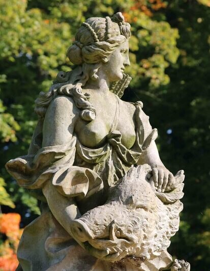Johann Benjamin Thomae, Atalante im Schlosspark Neschwitz, Detail, um 1720/25