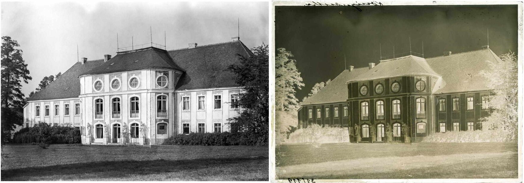Schloss Königswartha, Positivumwandlung des Durchlichtscans und Glasplattennegativ, 1920 er Jahre 1679