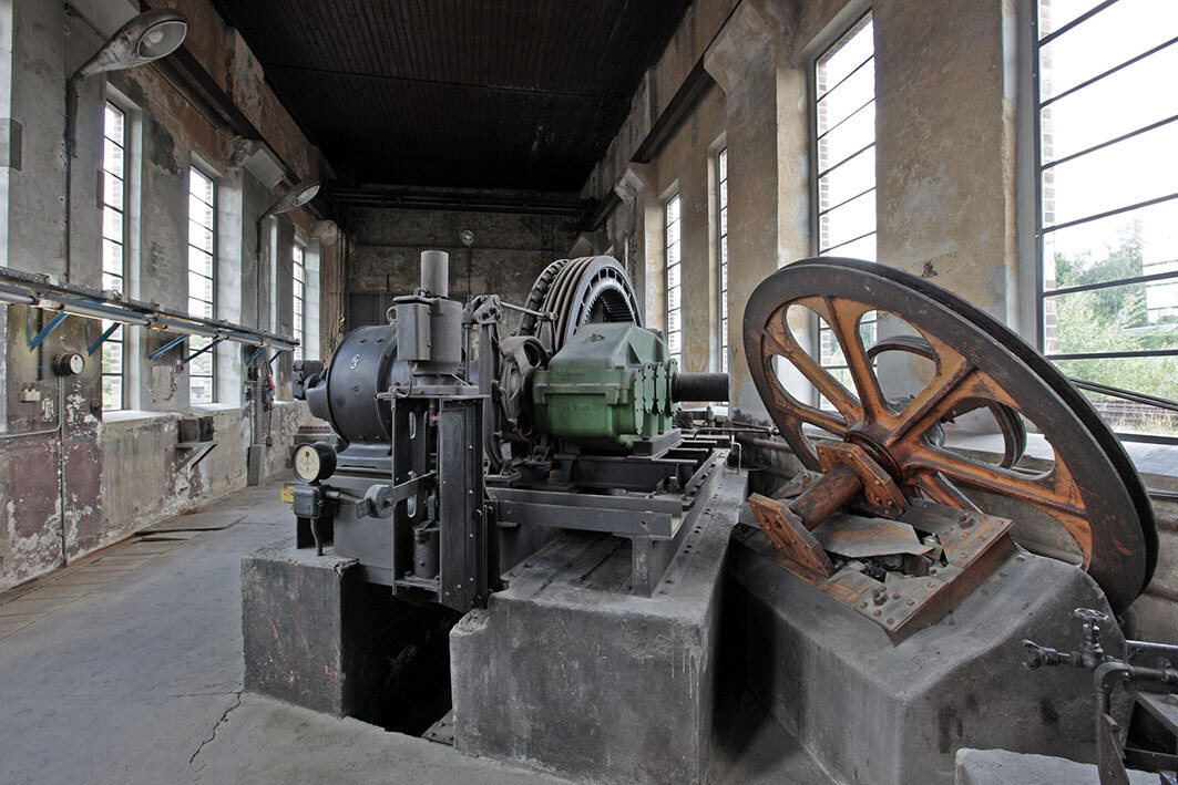 Chemnitz-Hilbersdorf, Seilablaufanlage des ehemaligenRangierbahnhofs, Blick in das Maschinenhaus 