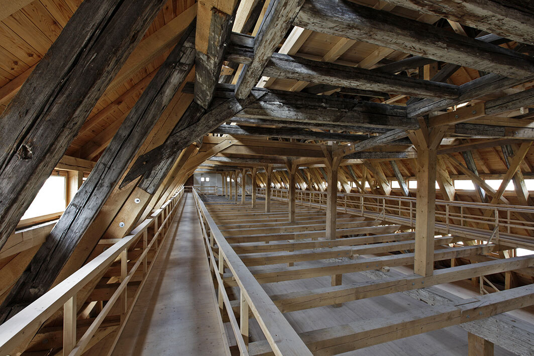 Zwickau, Kornhaus, Blick in den Dachstuhl nach der Ertüchtigung